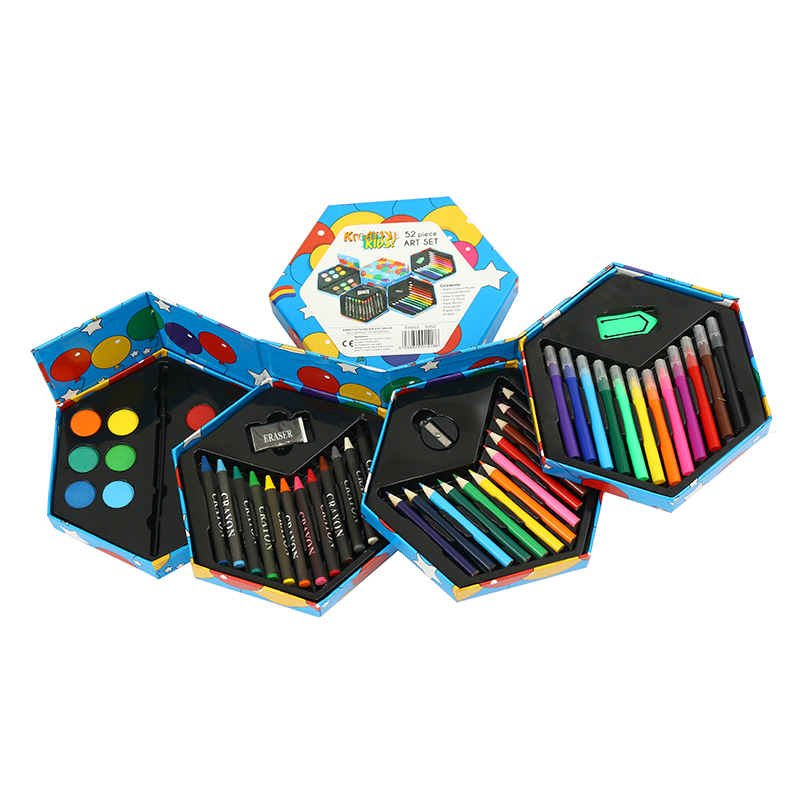 Buy Hexagonal Coloring Box 46 Pcs Painting Drawing Artist Set –